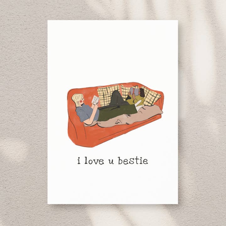 i love u bestie greeting card for wholesale by VRUSSOART