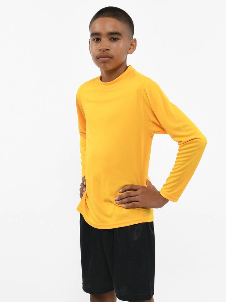 A4 Youth Long Sleeve Cooling Performance Crew Shirt | NB3165 for wholesale by Total Apparel