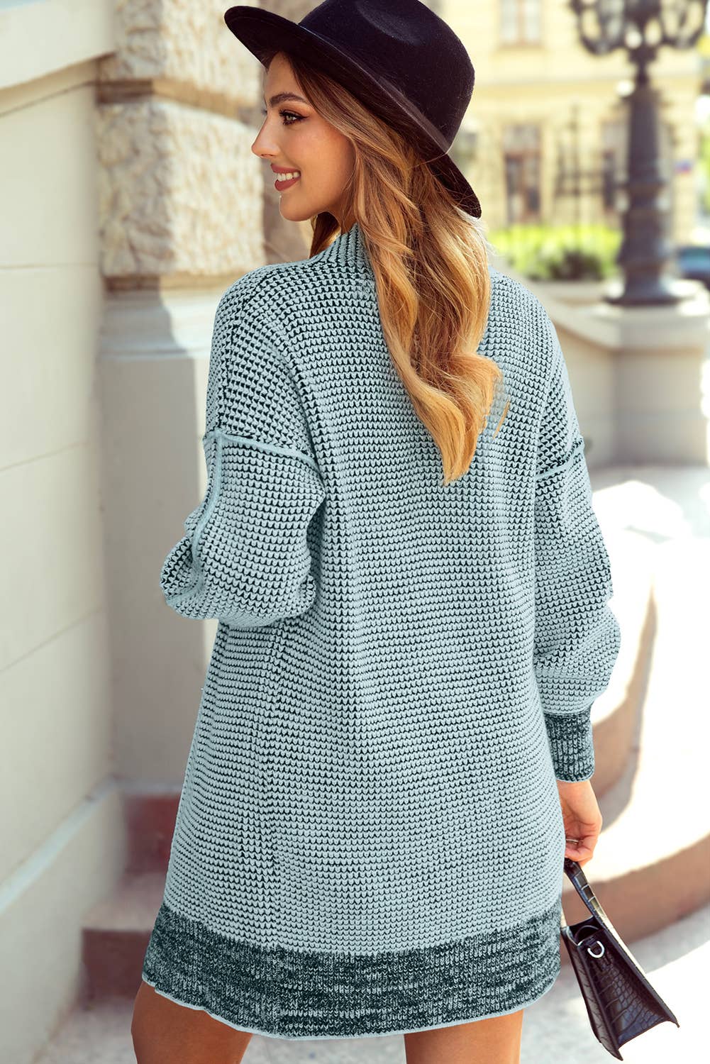 1 the Woman - Wholesale Cardigan - Women's - Plaid Knitted Long Open Front Cardigan - 8 Colors16