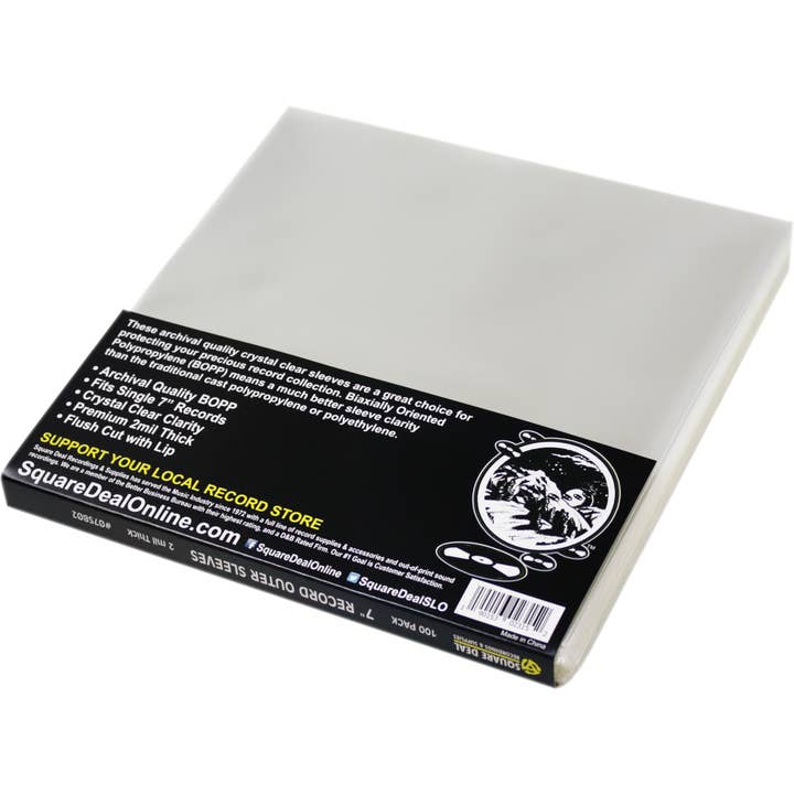 Square Deal Recordings & Supplies - Wholesale Music Accessory - 7" Record Outer Sleeves - Polypropylene - Premium 2mil