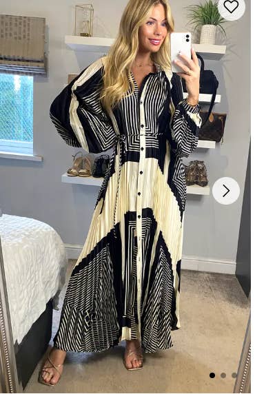 CY FASHION. LONDON - Wholesale Dress - Women's - Scarf print Full pleated long Shirt dress