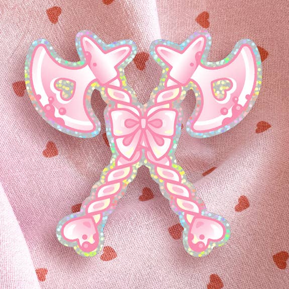 Kawaii Executioner Axe Vinyl Sticker for wholesale by Black Serotonin