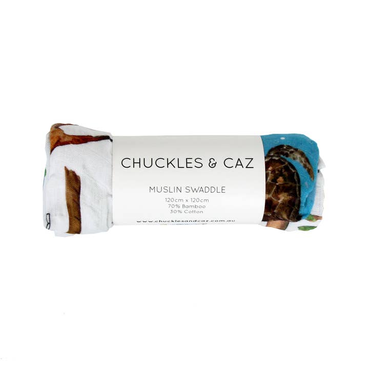 Chuckles & Caz – Engroshandel Svøb - Baby – Australsk akvarel kort Muslin Swaddle7