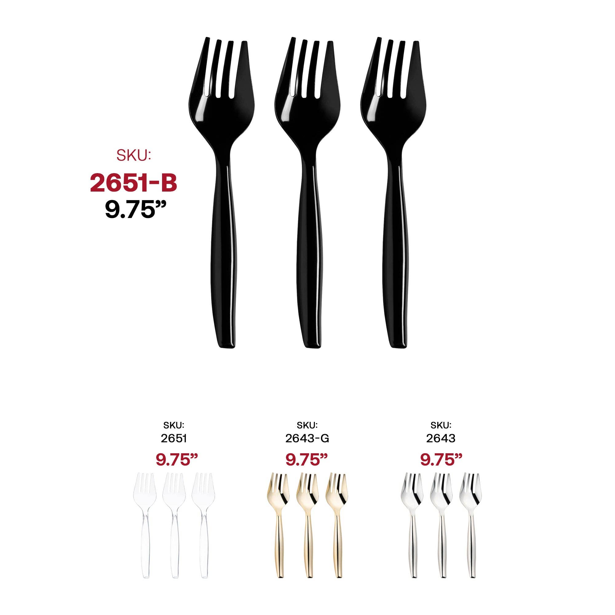 Smarty had a Party - Wholesale Serving Utensil - Black Disposable Plastic Serving Forks - 5 pcs5