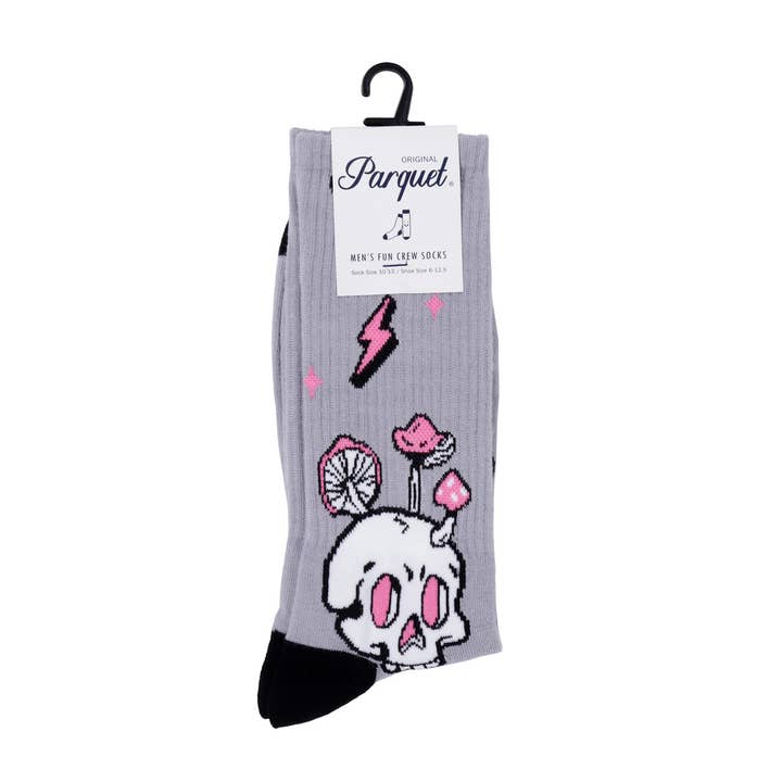 Selini New York - Wholesale Socks - Men's - Men's Skull Mushroom Novelty Socks-NVPS2037-GRY1