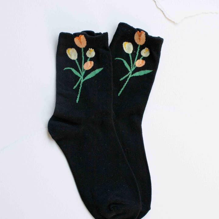 Chaussettes en mélange de coton Tulip Bloom pour la vente par Tiepology