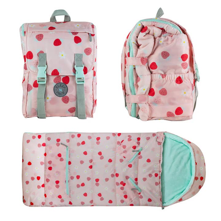 Sleep-N-Pack: Packable Sleeping Bag, Little Kid 3-6 yrs - Strawberries & Daisies for wholesale by Mimish