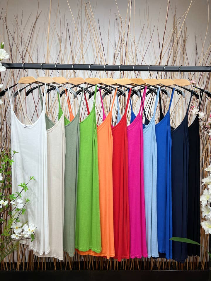 L'Emotion - Wholesale Dress - Women's - Short Light Tank Dress with Thin Straps Simple