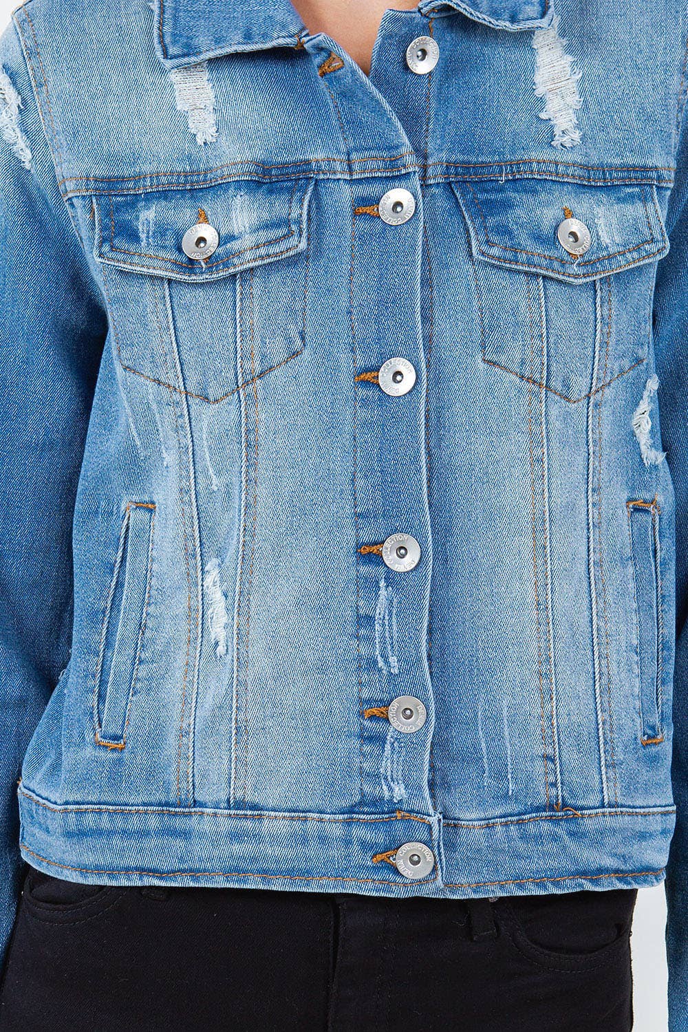 Veracci – Casaco de ganga - Mulher por atacado – Jaqueta jeans trucker clássica com stretch7