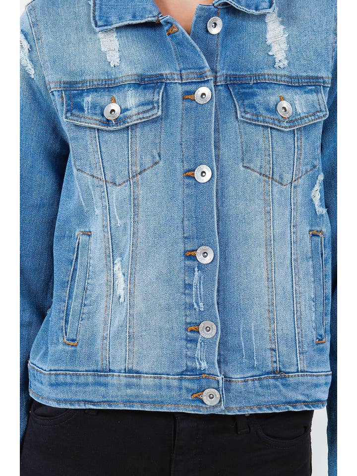 Veracci - Wholesale Denim Jacket - Women's - Stretch Classic Trucker Denim Jacket7