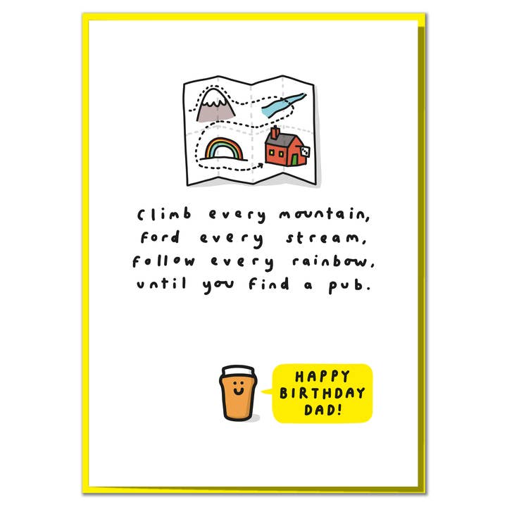 Mungo And Shoddy – wholesale Birthday card – Climb Every Mountain Dad. Funny Birthday Card