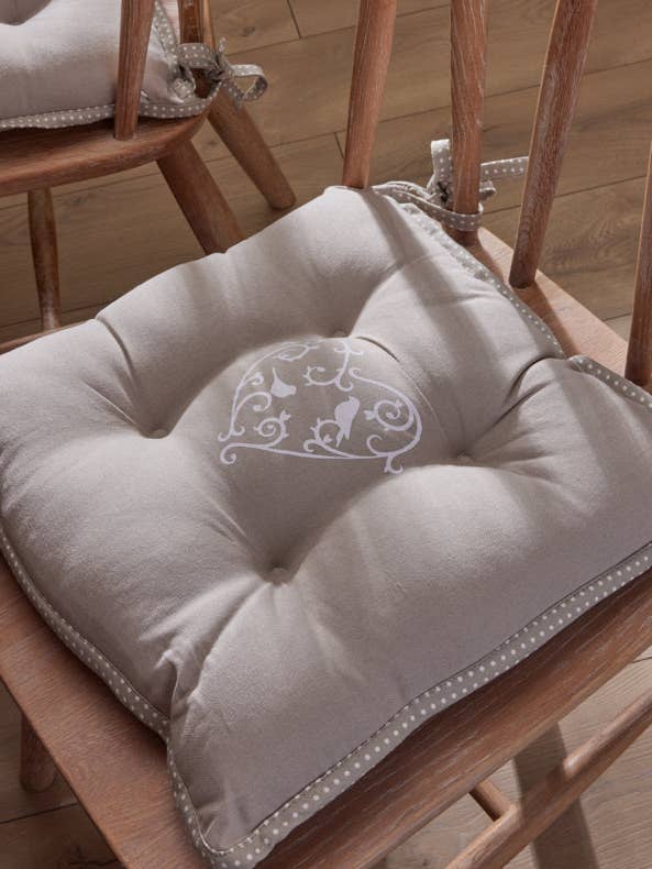 Set of 2 Grey Love Birds Seat Pads for wholesale by Dibor