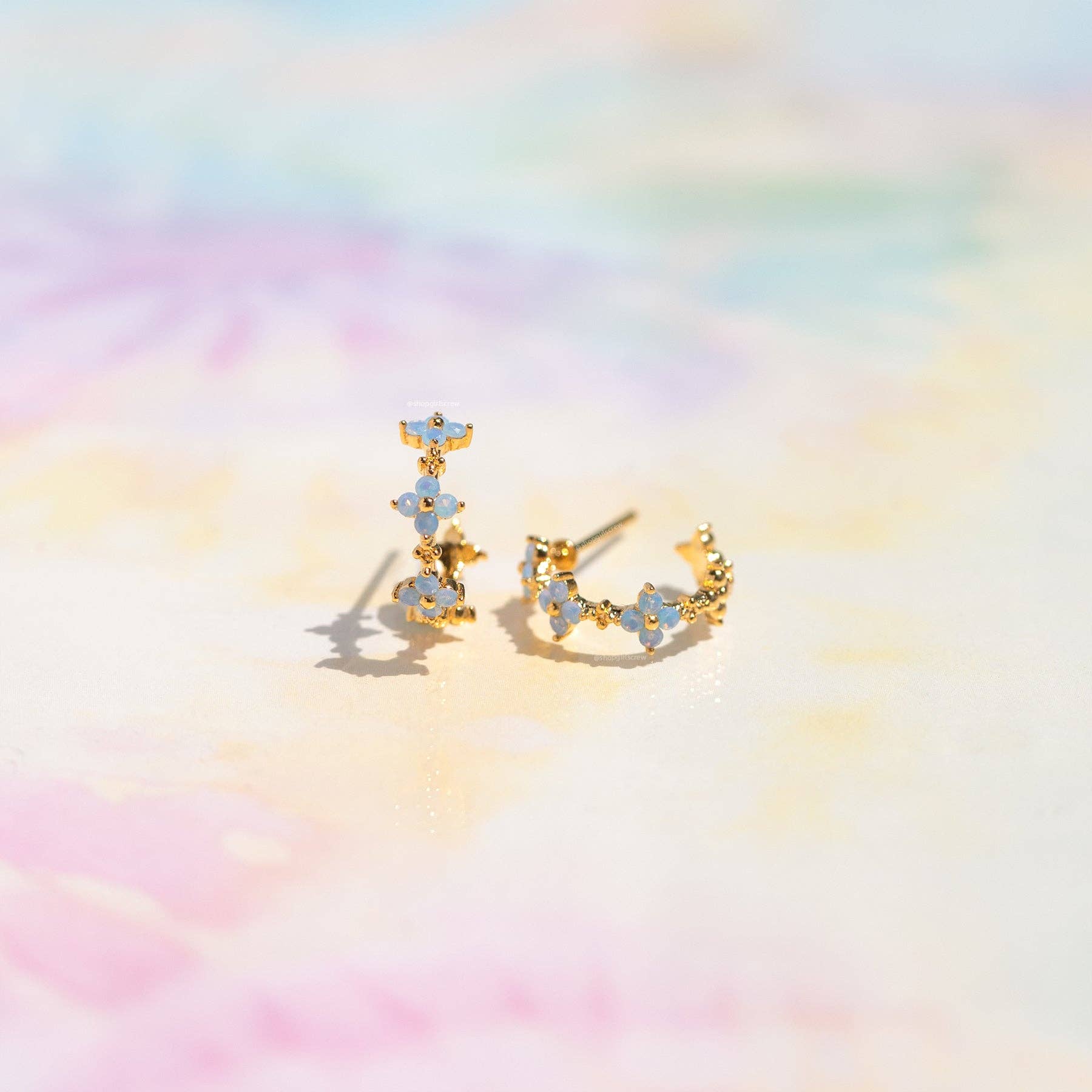 Girls Crew - Wholesale Hoop Earrings - Blue Blossom Love Hoops14