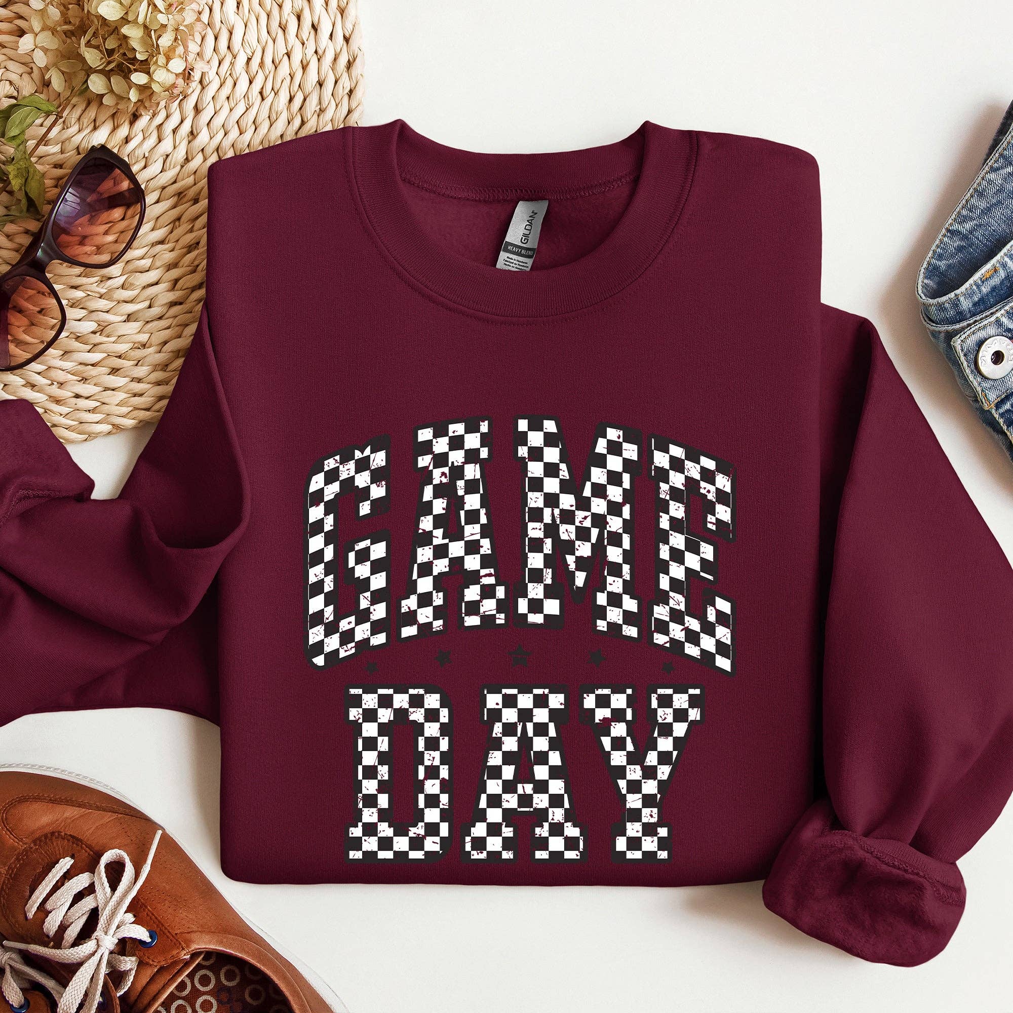 Refinery Number One LLC - Wholesale Graphic Sweatshirt - Women's - Game Day, Checkered, Football, Sports Touchdown Sweatshirt2