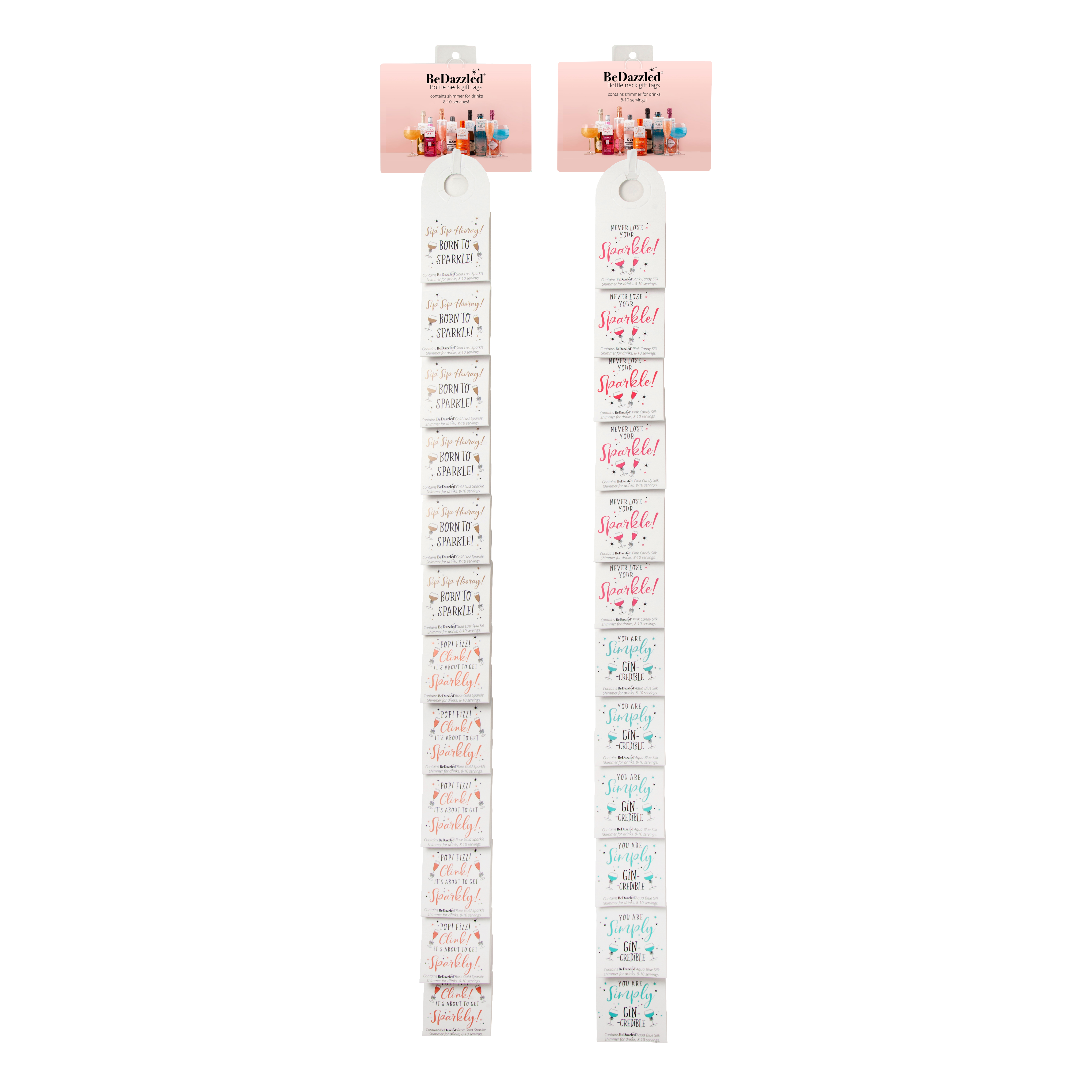 Bedazzled - Wholesale Gift Tag - Prosecco Bestie! You simply Sparkle shimmer bottle tag Pink2