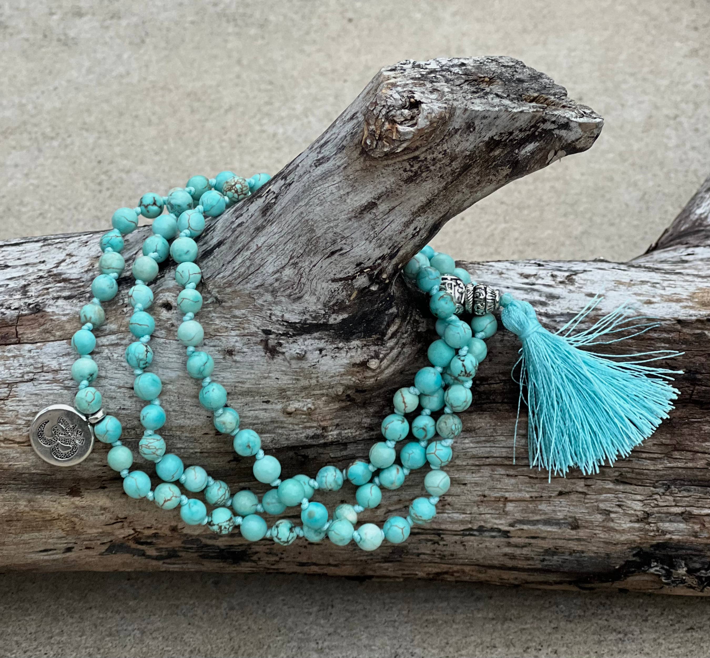 Lungta Imports – wholesale Prayer beads necklace – Turquoise 108 Beads Knotted Mala Meditation Yoga Chakra7