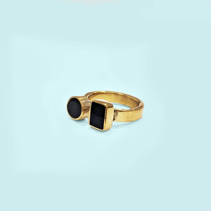 Geo Ring in Black - Recycled Brass for wholesale by Swahili Coast