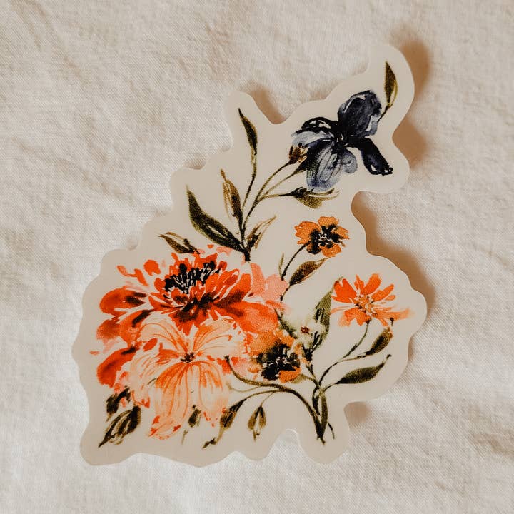 Rainbow Watercolor Flowers Vinyl Sticker for wholesale by Paperbec Design Co.