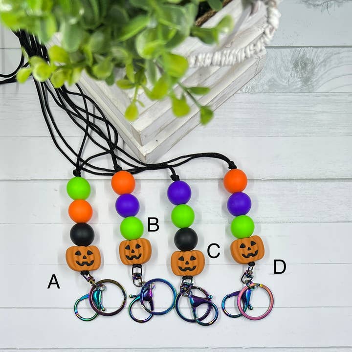 Halloween / Fall Jack-O-Lantern Lanyards for wholesale by Spark Sunshine Designs