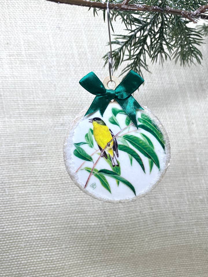 Bird Ornament - Lesser Goldfinch for wholesale by Streetlightbirds