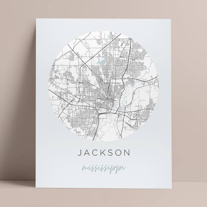 Jackson, Mississippi kaartposter voor wholesale door Backstory Map Co.