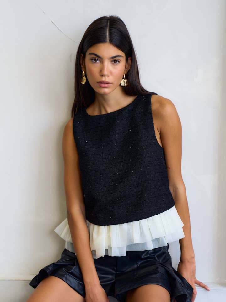 Sleeveless Tank with Ruffle Detail and other Purchase Wholesale cream tank. Free Returns & Net 60 Terms on Faire trending on Faire.