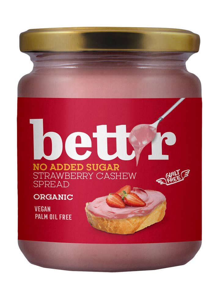 Strawberry Cashew Spread With No Added Sugar, Bio, 250g for wholesale by Smart Organic