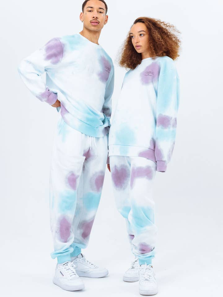 CONTINU8 PURPLE BLUE TIE DYE JOGGERS for wholesale by Continu8