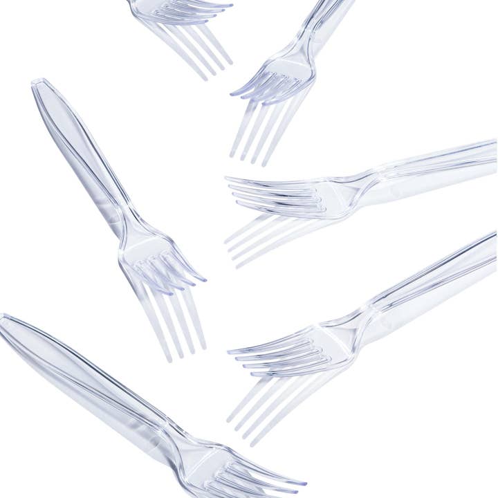 Bulk Party Decor - Wholesale Disposable Fork - Clear Forks Only, 24/Pkg4