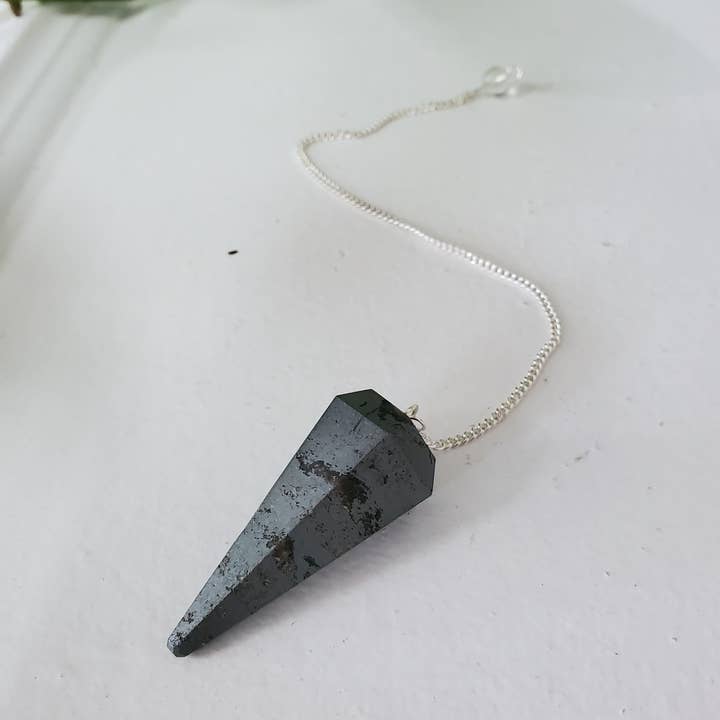 Three Witches Tea Shop - Wholesale Spiritual Stone/Crystal - Authentic Hematite Crystal Pendulum0