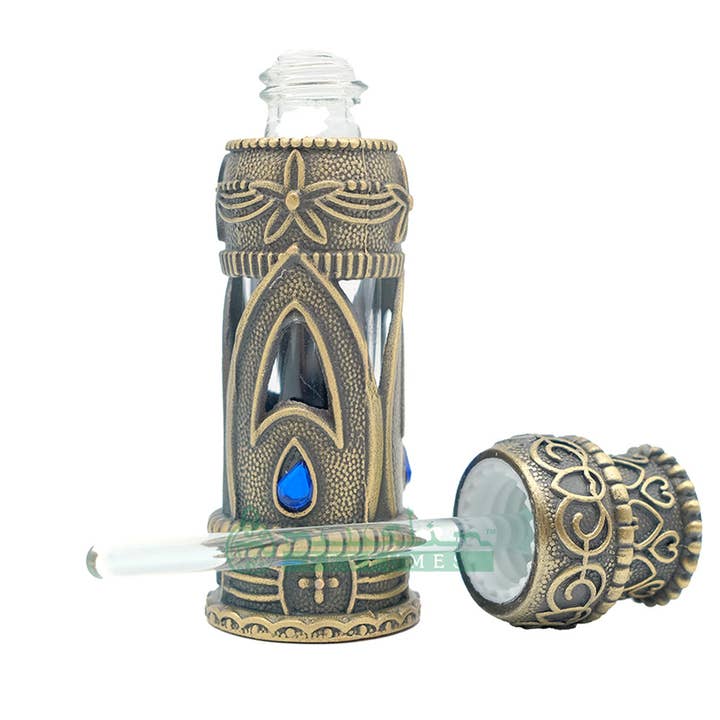 IndoMode - Wholesale Atomizer Bottle - 6ml Arabesque Attar Perfume Bottle | Antique Brass Dipper Vial1