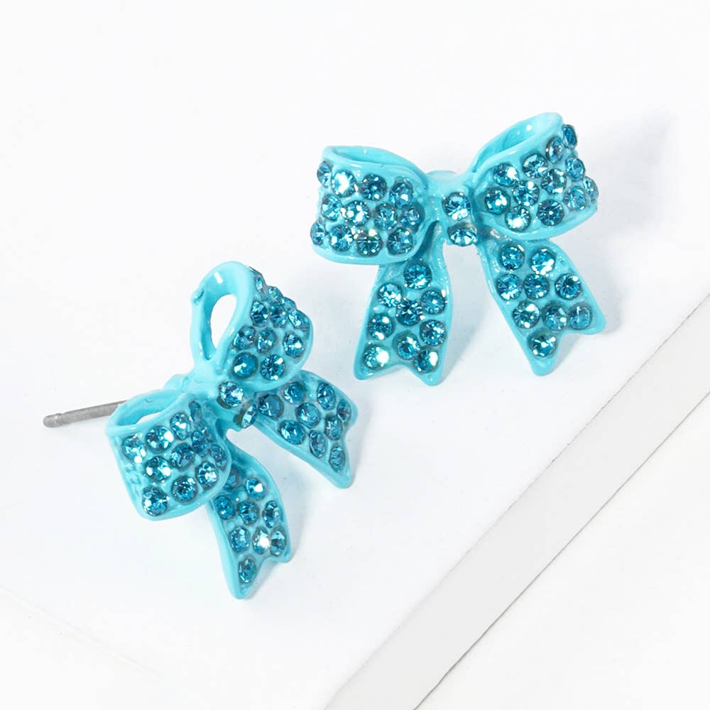 Sensibling Corp. - Wholesale Stud/Post Earrings - Crystal Rhinestone Pave Bow Stud Earrings
29