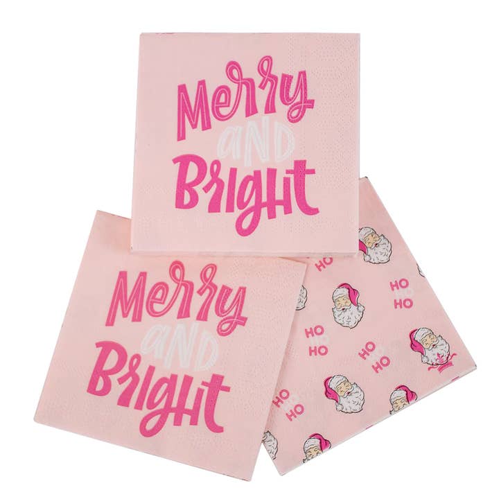 Merry & Bright Cocktail-Servietten, Rosa/Weiß, 12,7 x 12,7 cm für den Großhandel von The Royal Standard