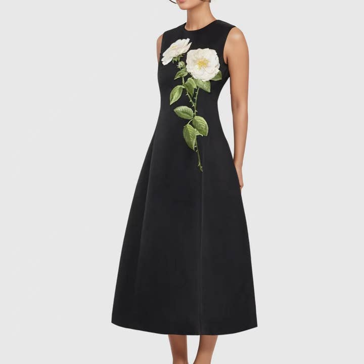 Productseeker - Wholesale Dress - Women's - DR750Y Sleeveless 3D Floral Embroidered Elegant Long Dress8