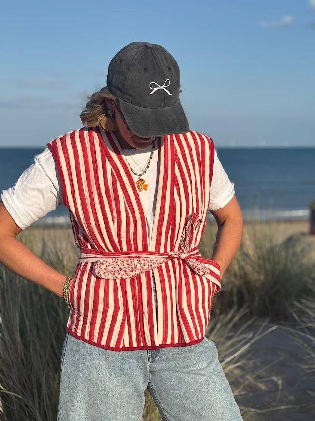 LNH EDIT - Wholesale Outerwear Vest - Women's - Luna red striped Quilted Gilet1