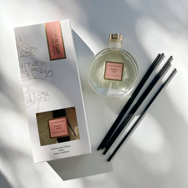 Peach Jam - Reed Diffuser (w/ New Packaging Box) for wholesale by Kyler Handcrafts and Gifts