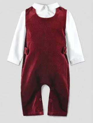 Lange romper van rood fluweel voor babyjongens voor wholesale door Julius Berger & Carriage Boutique