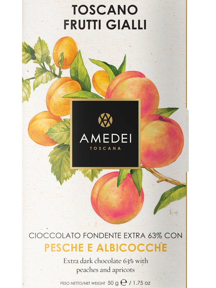 Amedei Toscano Blond, Dark Chocolate W/ Peach And Apricot for wholesale by Amedei Toscana