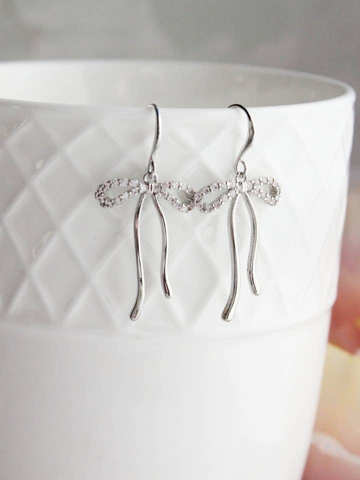 Bow Earrings | Sparkling Rhinestone Earrings (2 options) for wholesale by A Pocket of Posies