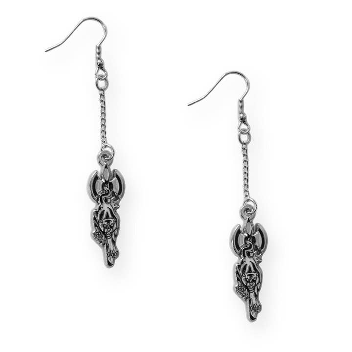 Tattoo Sioux's Battle Panther Earrings for wholesale by Hungry Ghost Press