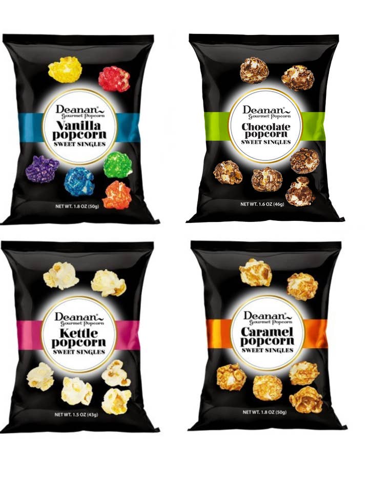 Mixed Case Sweet Singles - 100 Count - 1.5 Cup Bags for wholesale by Deanan Gourmet Popcorn