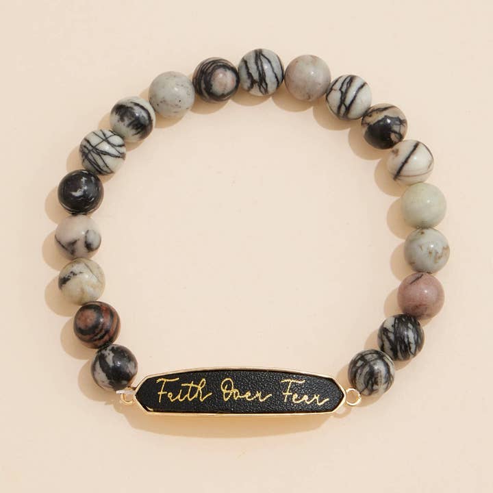 Frem - Wholesale Beaded Bracelet - Faith Over Fear Natural Stones Beaded Bracelet