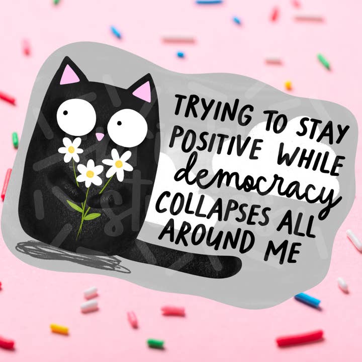 Democracy Collapses Vinyl Sticker for wholesale by Sprinkles Studios