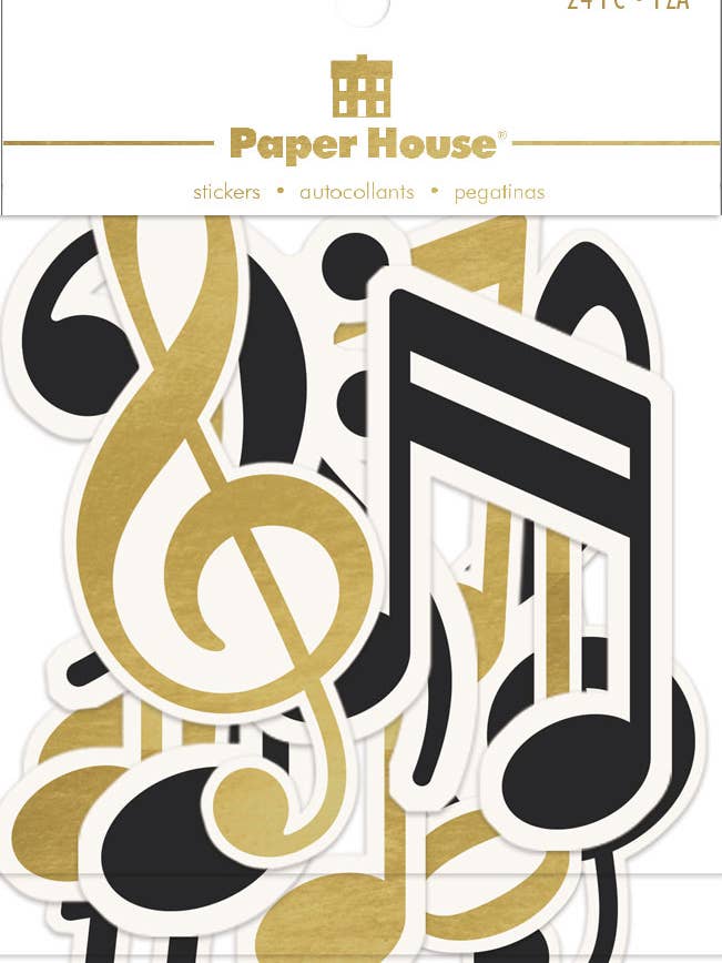 Adesivos de álbum de recortes - Pacote de adesivos recortados com notas musicais por atacado de Paper House Productions