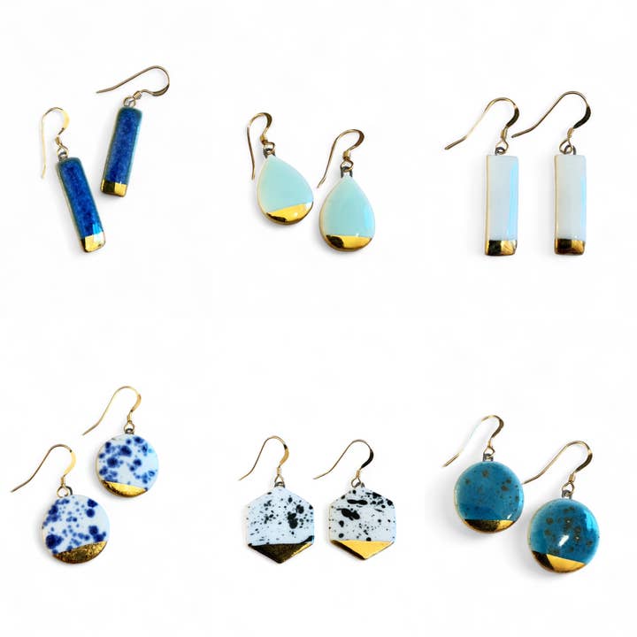 Boucles d'oreilles - Petits pendants - Lot de 6 paires (dorées) pour la vente par StitchPrism