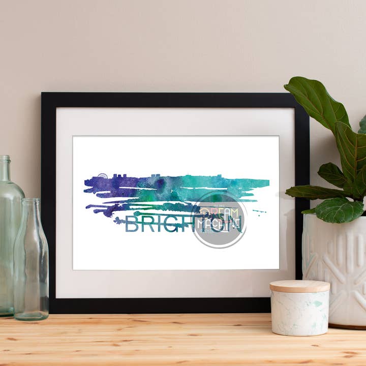 Brighton Akvarell Skyline, Brighton Art, Brighton Art, Brighton Art, Brighton-affisch, Brighton Art, Brighton Art, Brighton Art WCS23 för wholesale av DreamMachine Prints