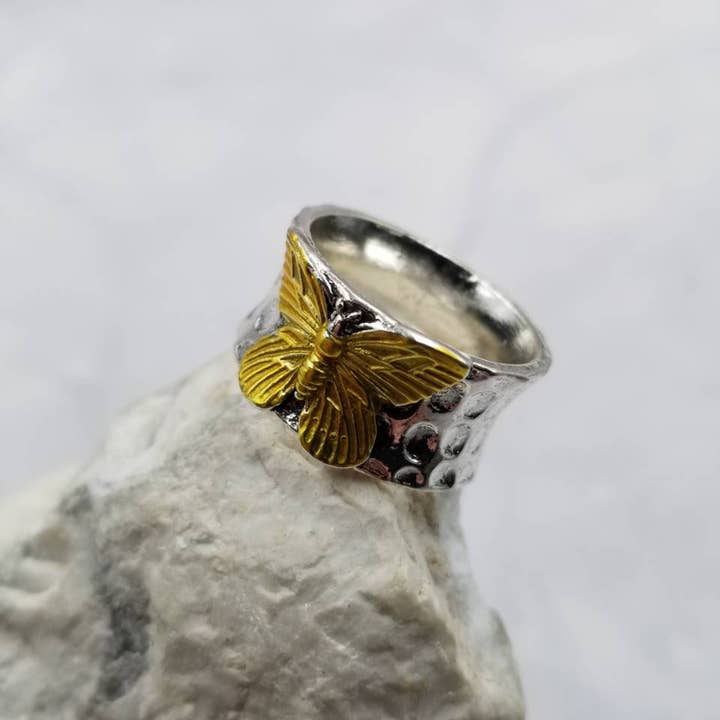 Hammered Texture Butterfly Ring for wholesale by The Pretty Jewellery