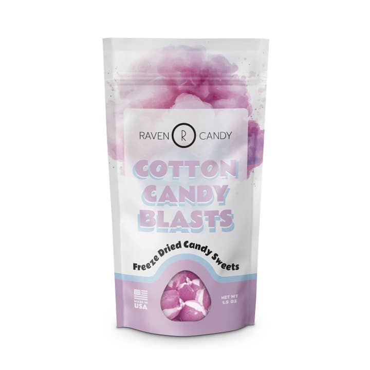 Raven Candy Cotton Candy Blasts Freeze Dried Candy 1.5 oz for wholesale by Raven Candy