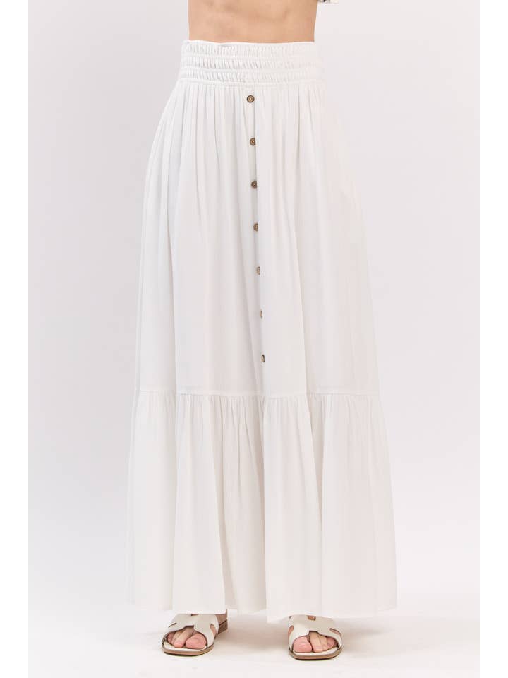 Ivory Ruffled Smocked Waist Maxi Skirt - VS3399 for wholesale on Faire5