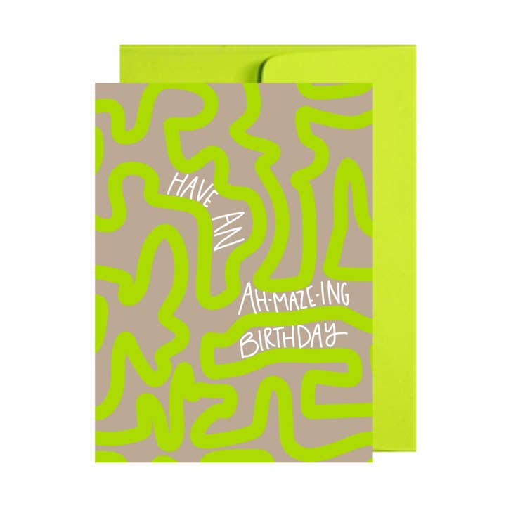 Hope Your Birthday is Ah-Maze-ing Greeting Card for wholesale by Pretty Peacock Paperie - Women's Empowerment